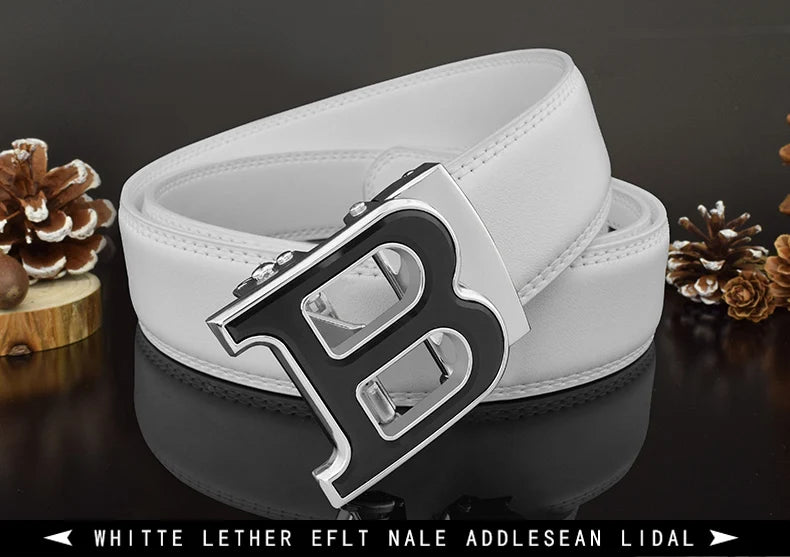 High Quality B Letter White Belt Men Classic Exquisite Designer Belt Men Fashion Luxury Designer Leather Belt
