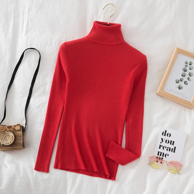 Women Turtleneck Sweater Knitted Soft Pullovers