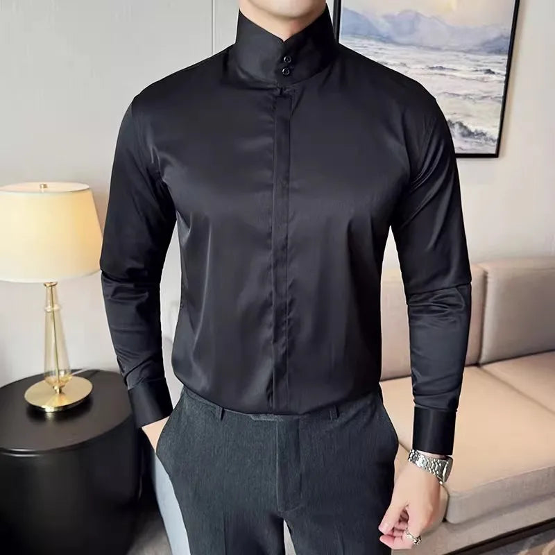 Fashion High collar Shirts Men