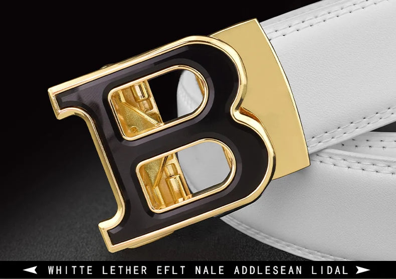 High Quality B Letter White Belt Men Classic Exquisite Designer Belt Men Fashion Luxury Designer Leather Belt