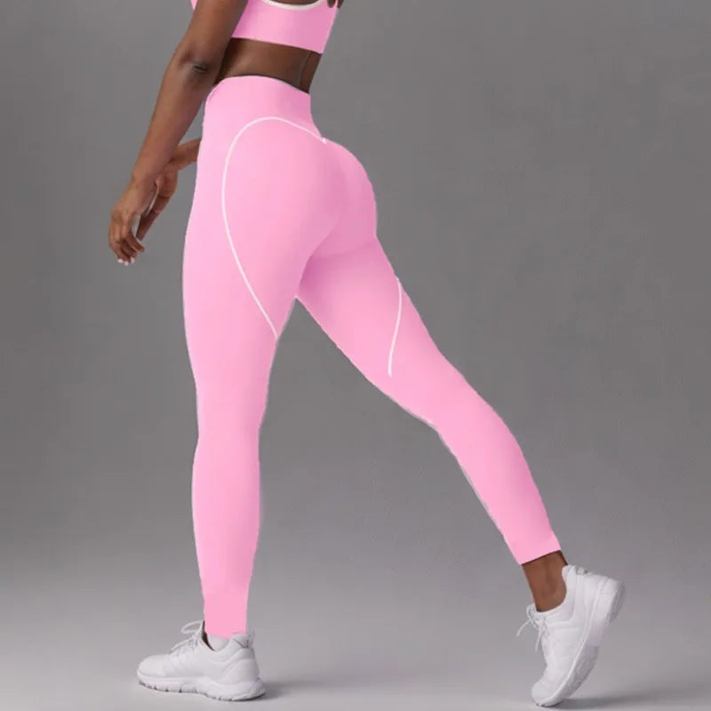 Seamless Beautiful Back Yoga Bra Peach Hip High Elasticity Fast Drying Hip Lifting Tight Running Fitness Yoga Pants Womens Set