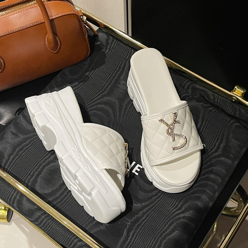 Women Sandals Summer Platform Letters Fashion Sandals Casual Comfortable Slipper Women Lightweight Non-slip Outside Slides Women