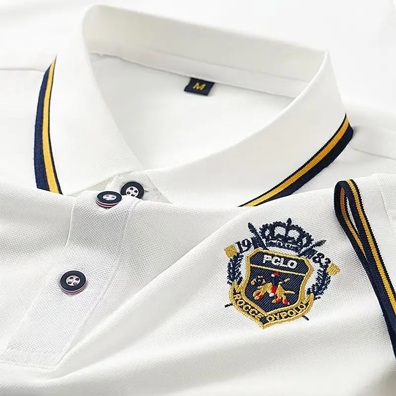 Men's Summer Embroidered Polo T-Shirt Short Sleeve Lapel Design Breathable Lightweight Streetwear Outdoor Oversized Fit