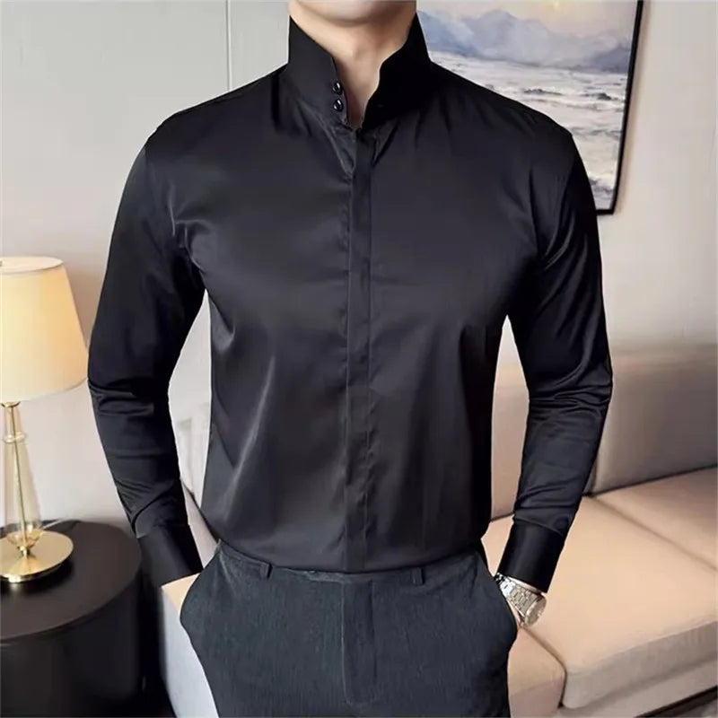 Fashion High collar Shirts Men