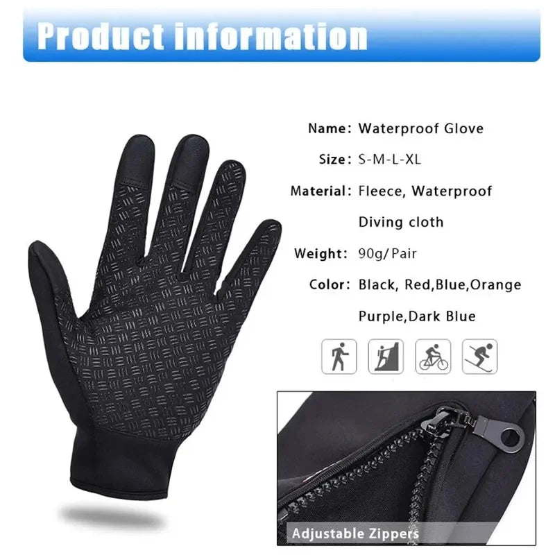 Ski Gloves Grab Velvet Touch Screen Gloves Autumn and Winter Warm