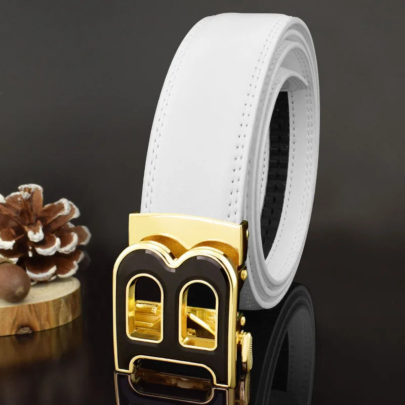 High Quality B Letter White Belt Men Classic Exquisite Designer Belt Men Fashion Luxury Designer Leather Belt