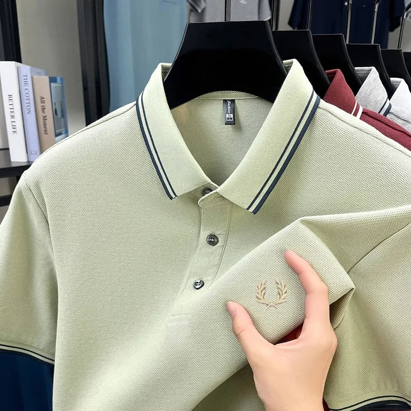 Luxury brand polo shirt short sleeved men's fashionable embroidered top summer 100% cotton comfortable breathable casual T-shirt