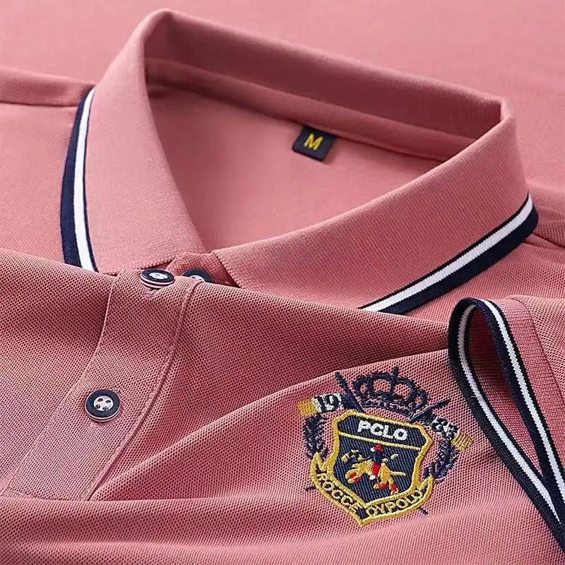 Men's Summer Embroidered Polo T-Shirt Short Sleeve Lapel Design Breathable Lightweight Streetwear Outdoor Oversized Fit