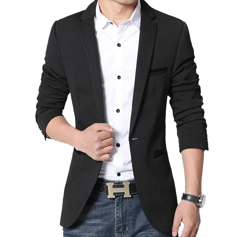 Classic Men Autumn Spring Korean Style Slim Suit Jacket