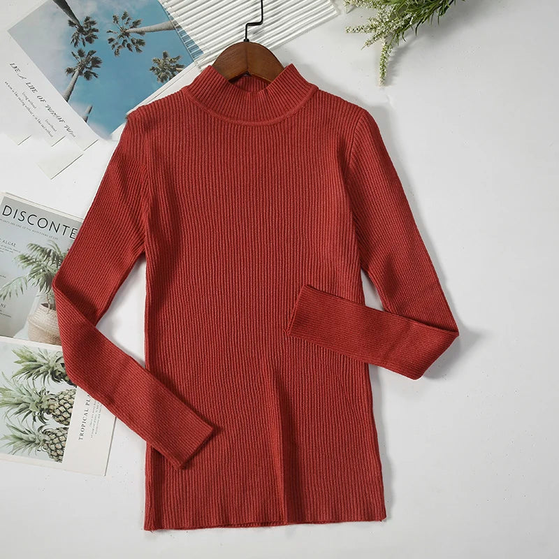 Women Turtleneck Sweater Knitted Soft Pullovers