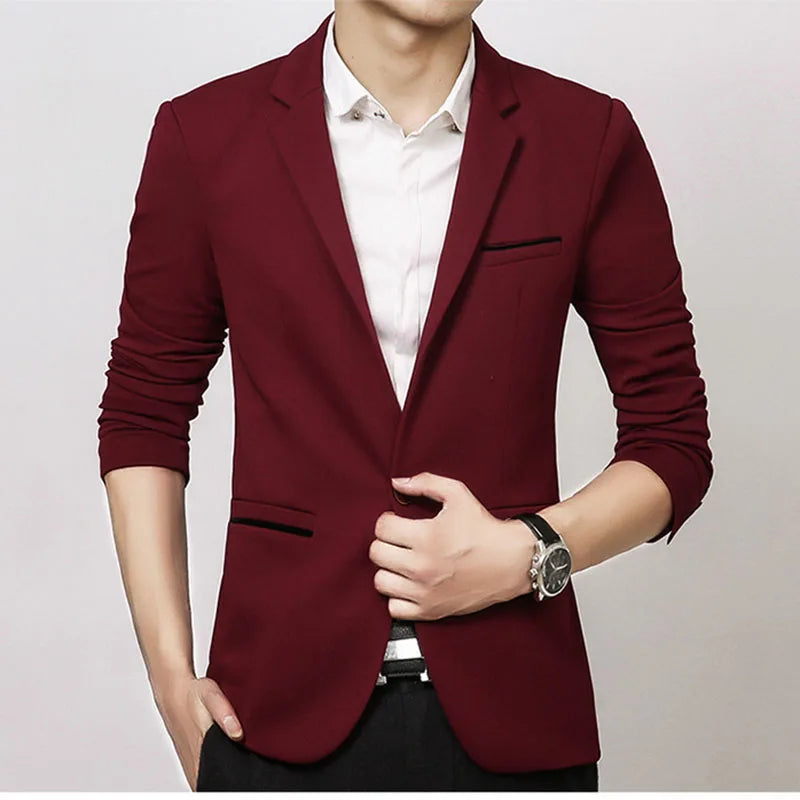 Classic Men Autumn Spring Korean Style Slim Suit Jacket