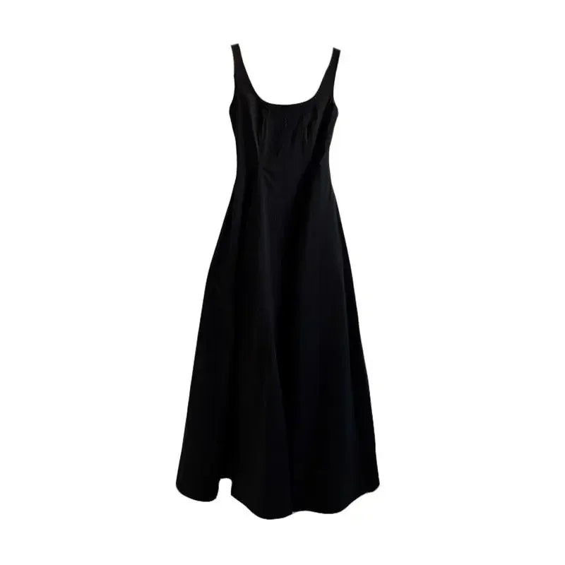 2025 Summer New Korean Version Waist-closing to Make You Look Slim Simple Sleeveless Mid-length Skirt Suspender Dress for Women
