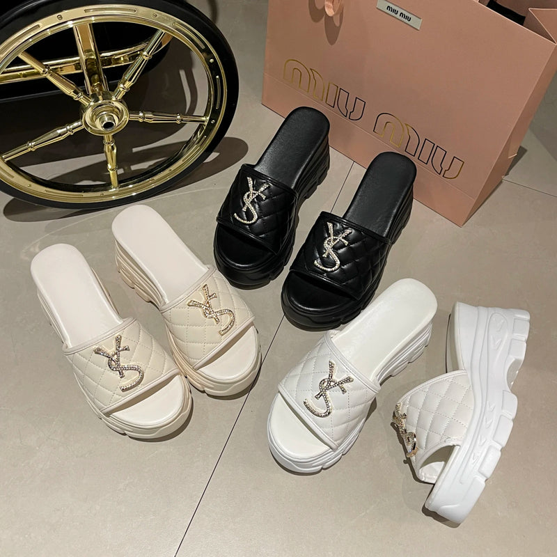 Women Sandals Summer Platform Letters Fashion Sandals Casual Comfortable Slipper Women Lightweight Non-slip Outside Slides Women