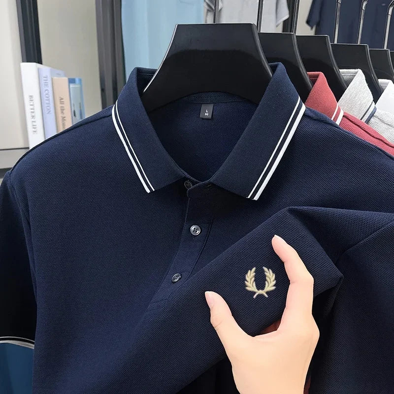 Luxury brand polo shirt short sleeved men's fashionable embroidered top summer 100% cotton comfortable breathable casual T-shirt