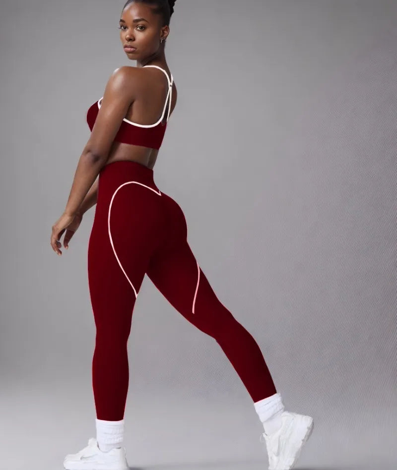 Seamless Beautiful Back Yoga Bra Peach Hip High Elasticity Fast Drying Hip Lifting Tight Running Fitness Yoga Pants Womens Set