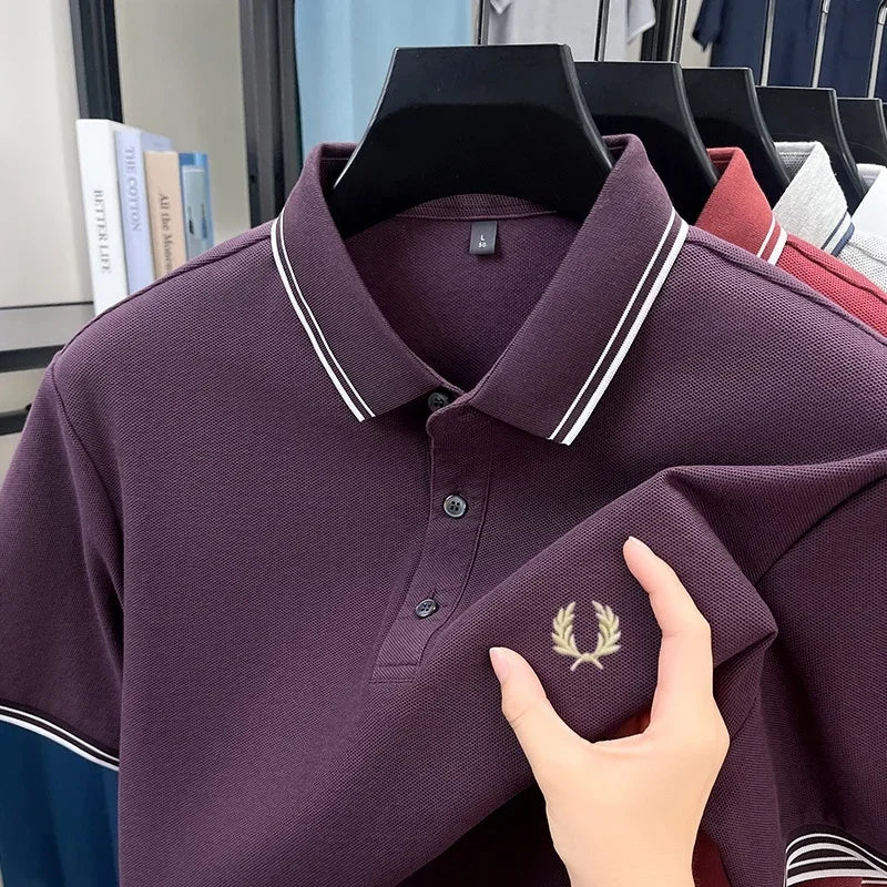 Luxury brand polo shirt short sleeved men's fashionable embroidered top summer 100% cotton comfortable breathable casual T-shirt