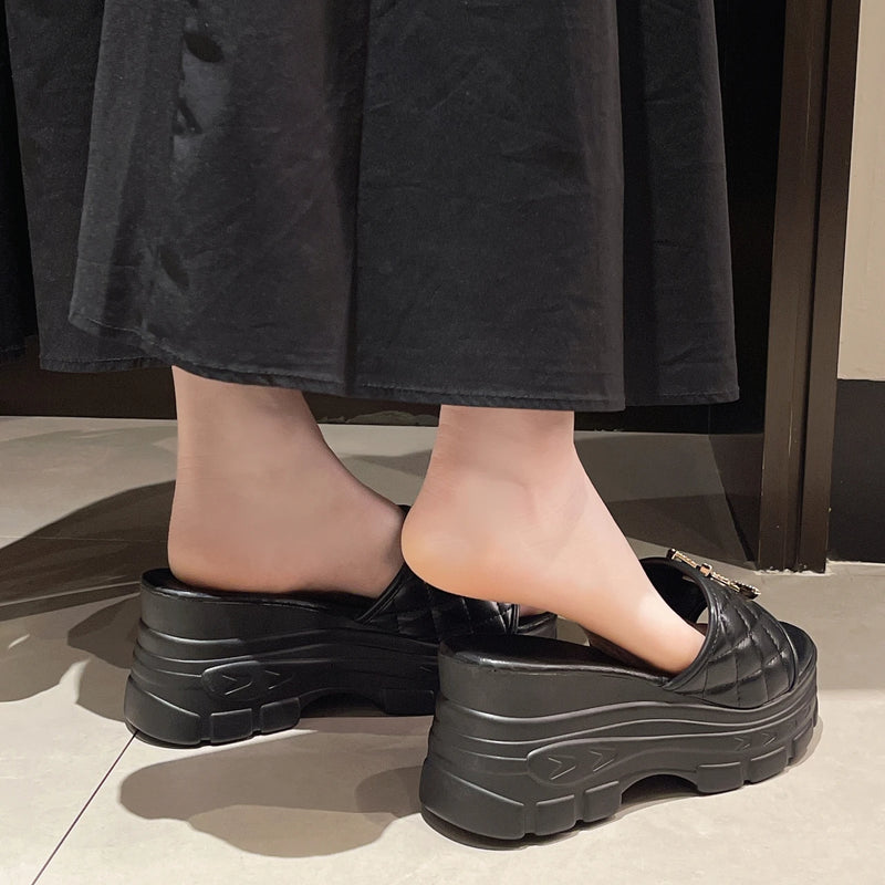 Women Sandals Summer Platform Letters Fashion Sandals Casual Comfortable Slipper Women Lightweight Non-slip Outside Slides Women