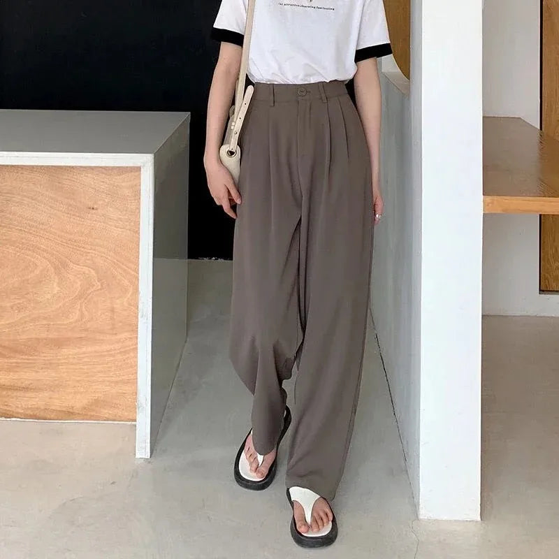 High Waist Women Suit Pants Fall Straight