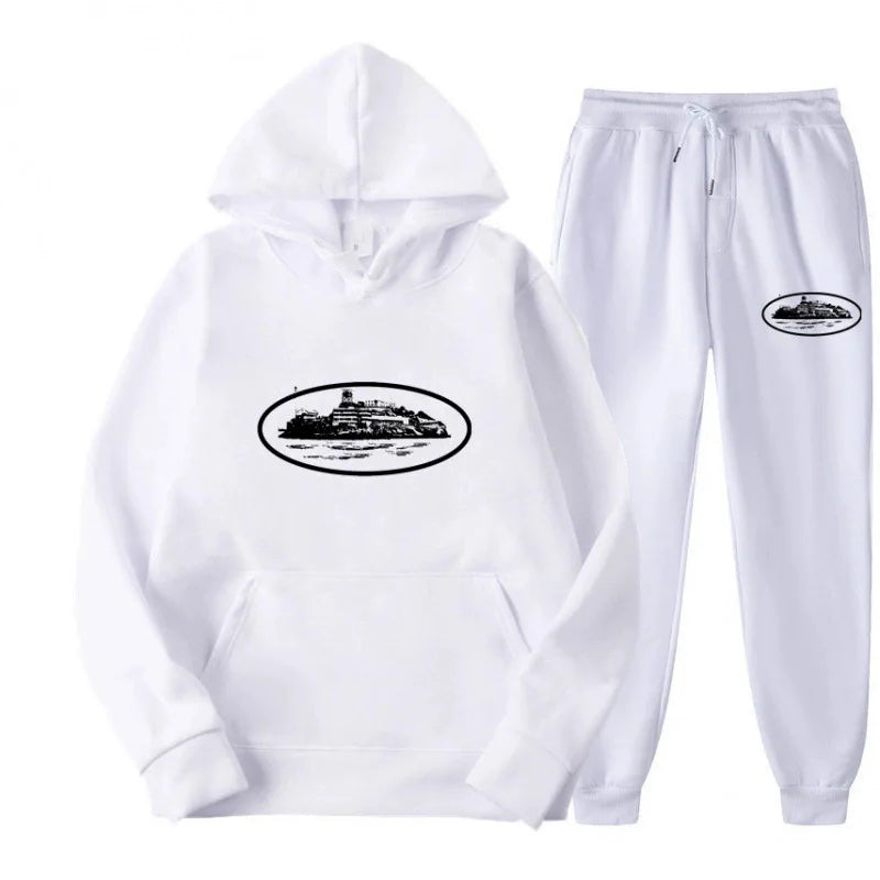 NICE Loose Unisex Fleece-lined Printed Sweatshirt Hoodie Set Devil Prisoner Pattern New Style Female Male Casual Comfortable Tra