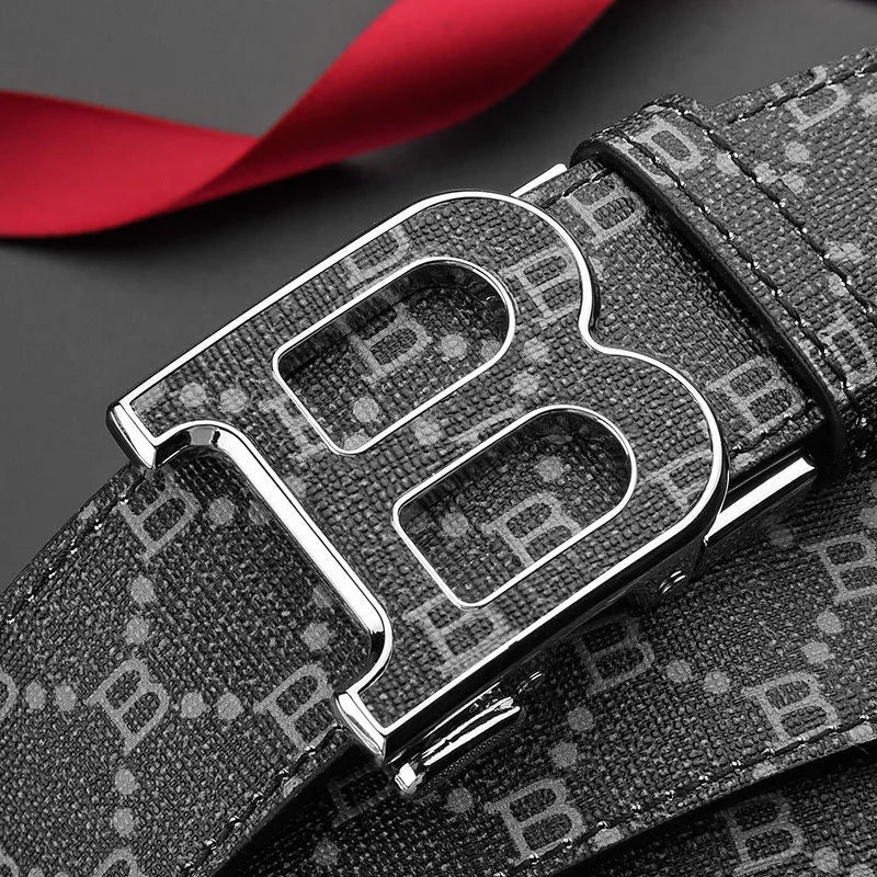New luxury brand men's belt fashion business alloy needle buckle men's belt B buckle head waist belt for men