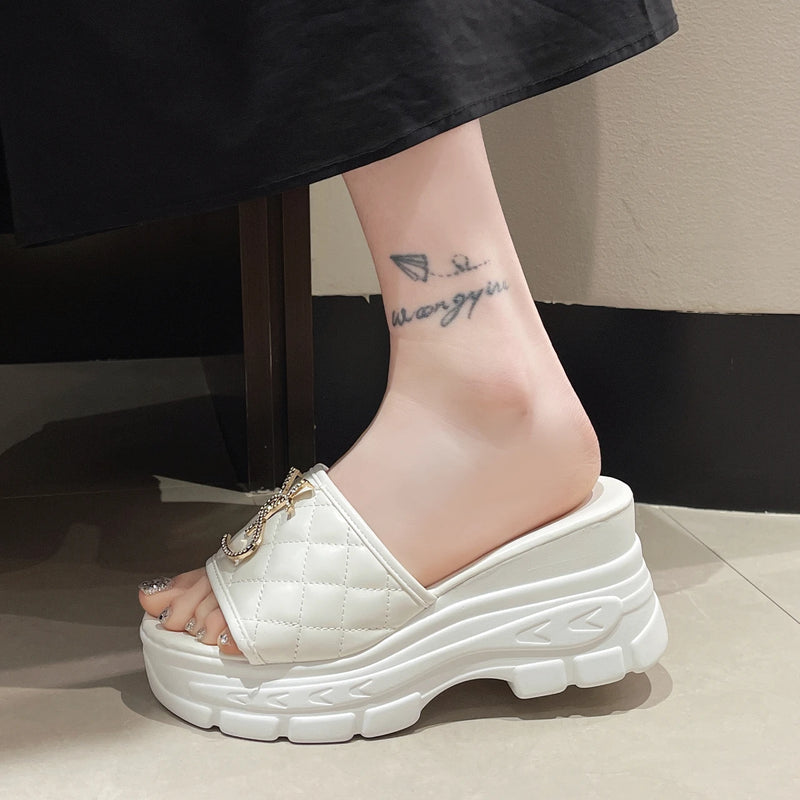 Women Sandals Summer Platform Letters Fashion Sandals Casual Comfortable Slipper Women Lightweight Non-slip Outside Slides Women