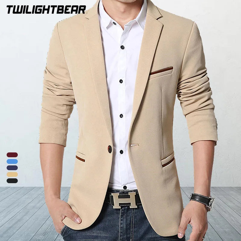 Classic Men Autumn Spring Korean Style Slim Suit Jacket