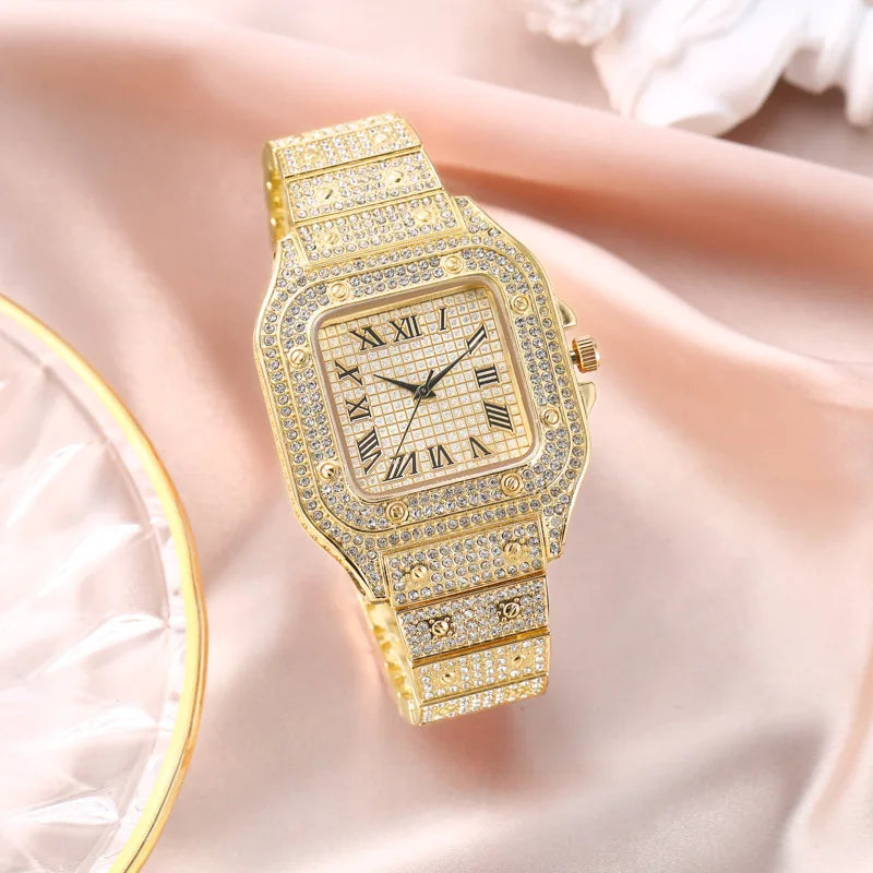 Luxury Casual Women Quartz Diamond Setting Wristwatch Waterproof Women Watch for Female Watches Alloy Wrist Bracelet Classic