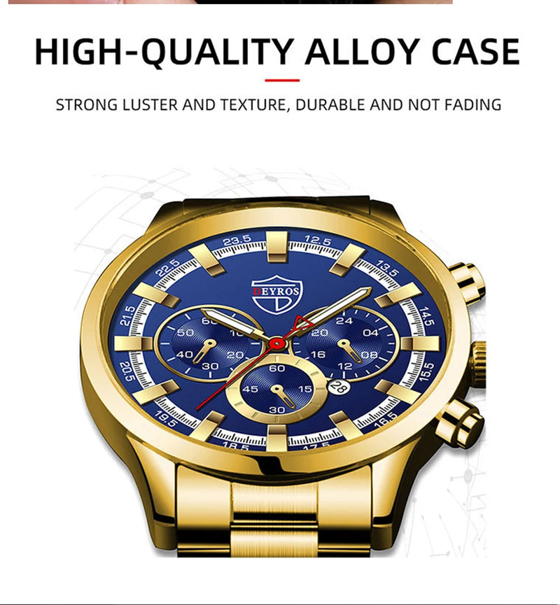 Fashion Men's Watches Business Stainless Steel Quartz Wrist Watch Calendar Date Male Casual Sports Luminous Clock
