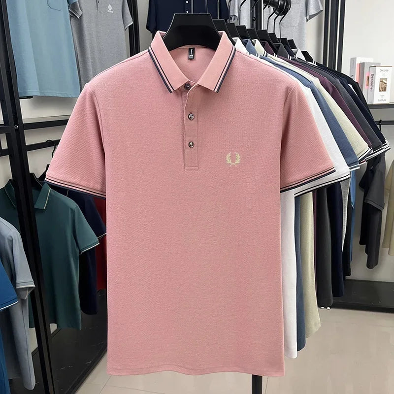 Luxury brand polo shirt short sleeved men's fashionable embroidered top summer 100% cotton comfortable breathable casual T-shirt