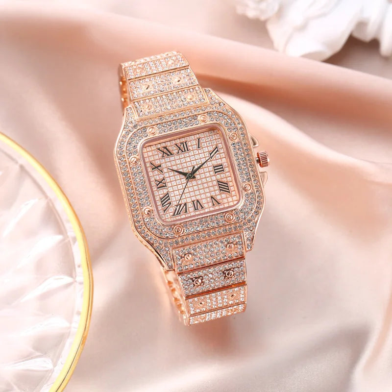 Luxury Casual Women Quartz Diamond Setting Wristwatch Waterproof Women Watch for Female Watches Alloy Wrist Bracelet Classic