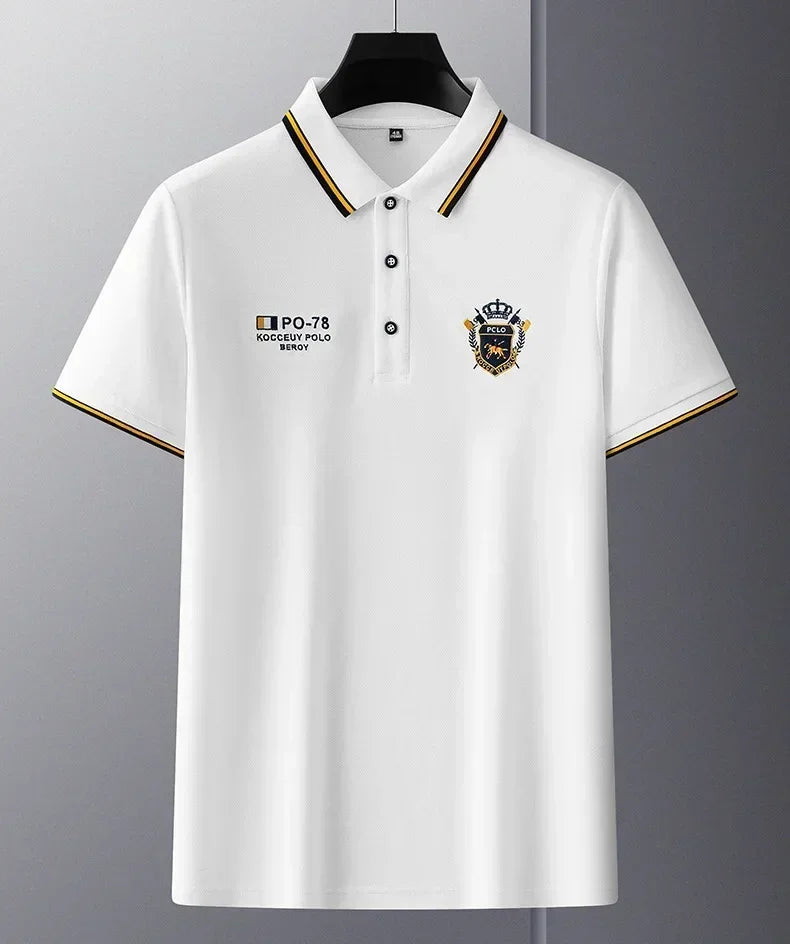 Men's Summer Embroidered Polo T-Shirt Short Sleeve Lapel Design Breathable Lightweight Streetwear Outdoor Oversized Fit