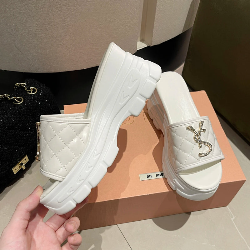 Women Sandals Summer Platform Letters Fashion Sandals Casual Comfortable Slipper Women Lightweight Non-slip Outside Slides Women