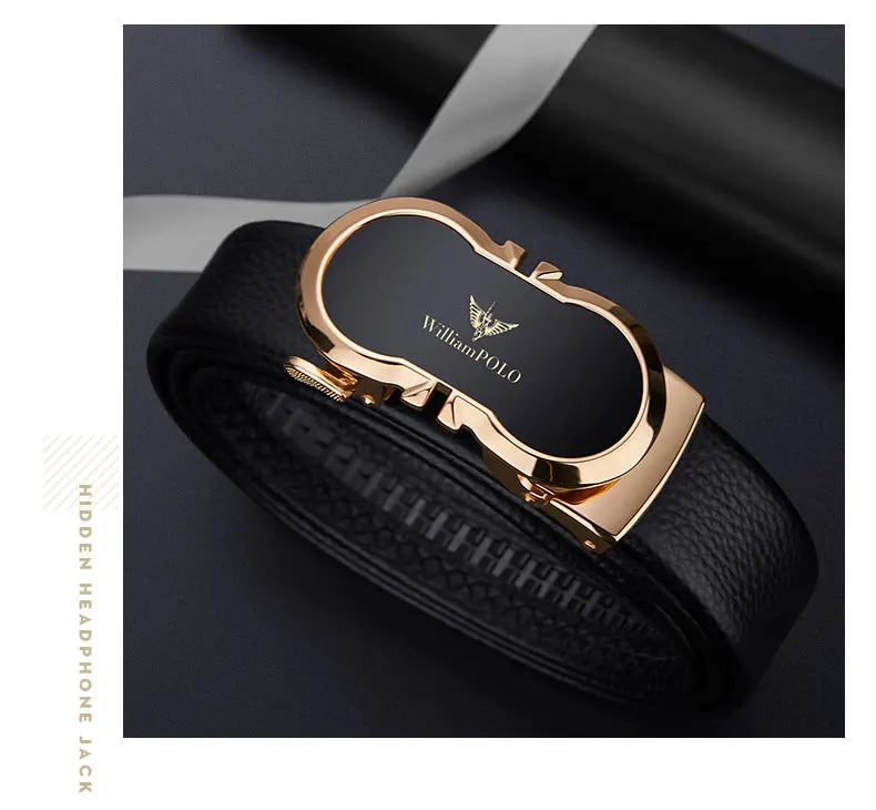 Genuine leather automatic buckle belt, personalized men's fashion belt, high-end pants belt for formal wear