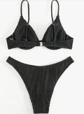 Fashion Sexy Solid Beach Bikini 2 Piece Set Women Split Swimsuit High Waist Backless Vacation Bikini 2024 New Summer Bikinis Set