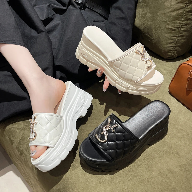Women Sandals Summer Platform Letters Fashion Sandals Casual Comfortable Slipper Women Lightweight Non-slip Outside Slides Women
