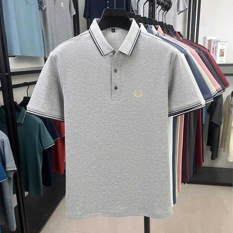 Luxury brand polo shirt short sleeved men's fashionable embroidered top summer 100% cotton comfortable breathable casual T-shirt