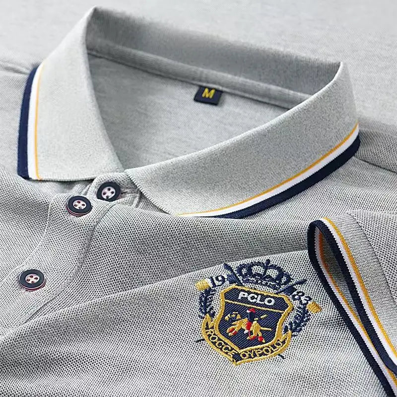 Men's Summer Embroidered Polo T-Shirt Short Sleeve Lapel Design Breathable Lightweight Streetwear Outdoor Oversized Fit