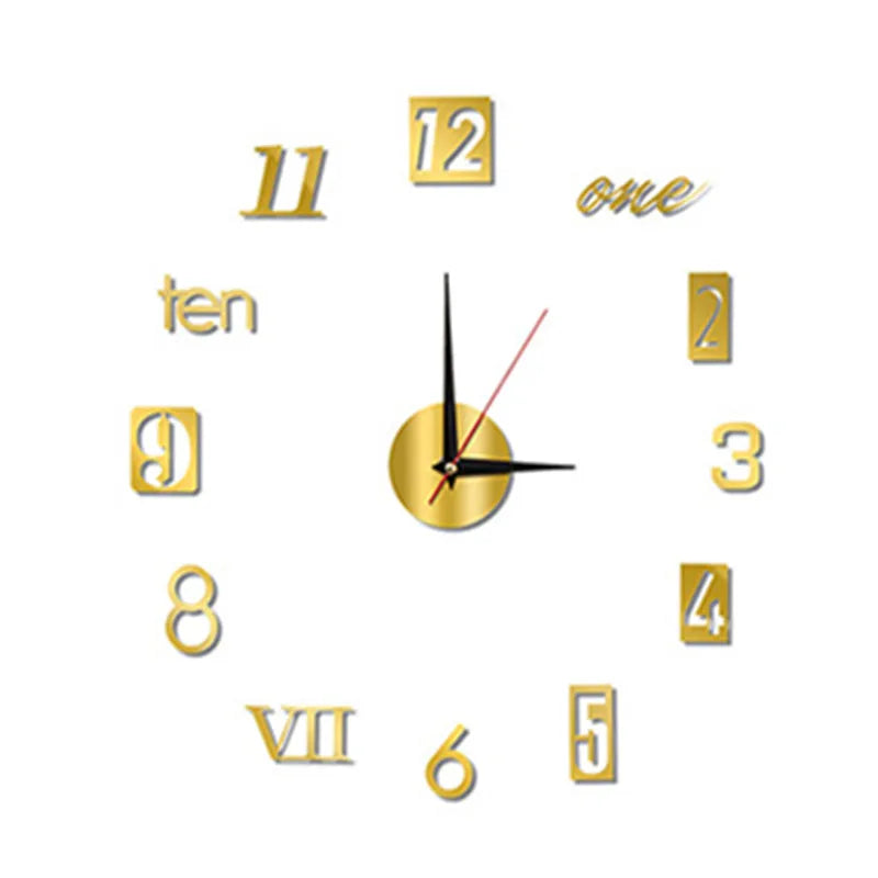 2022 New 3D Roman Numeral Acrylic Mirror Wall Clock