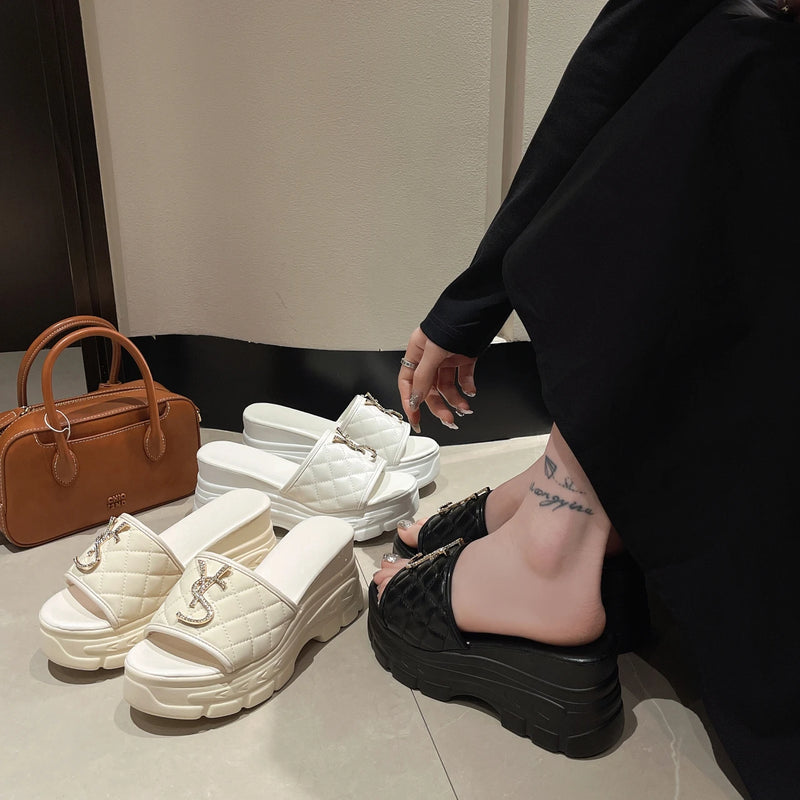 Women Sandals Summer Platform Letters Fashion Sandals Casual Comfortable Slipper Women Lightweight Non-slip Outside Slides Women