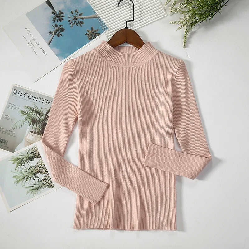 Women Turtleneck Sweater Knitted Soft Pullovers