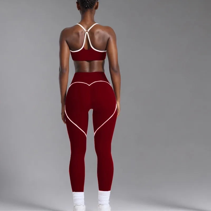 Seamless Beautiful Back Yoga Bra Peach Hip High Elasticity Fast Drying Hip Lifting Tight Running Fitness Yoga Pants Womens Set