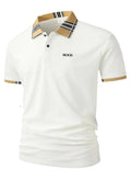 European men's summer polo, men's embroidered lapel button short sleeved T-shirt, street casual T-shirt