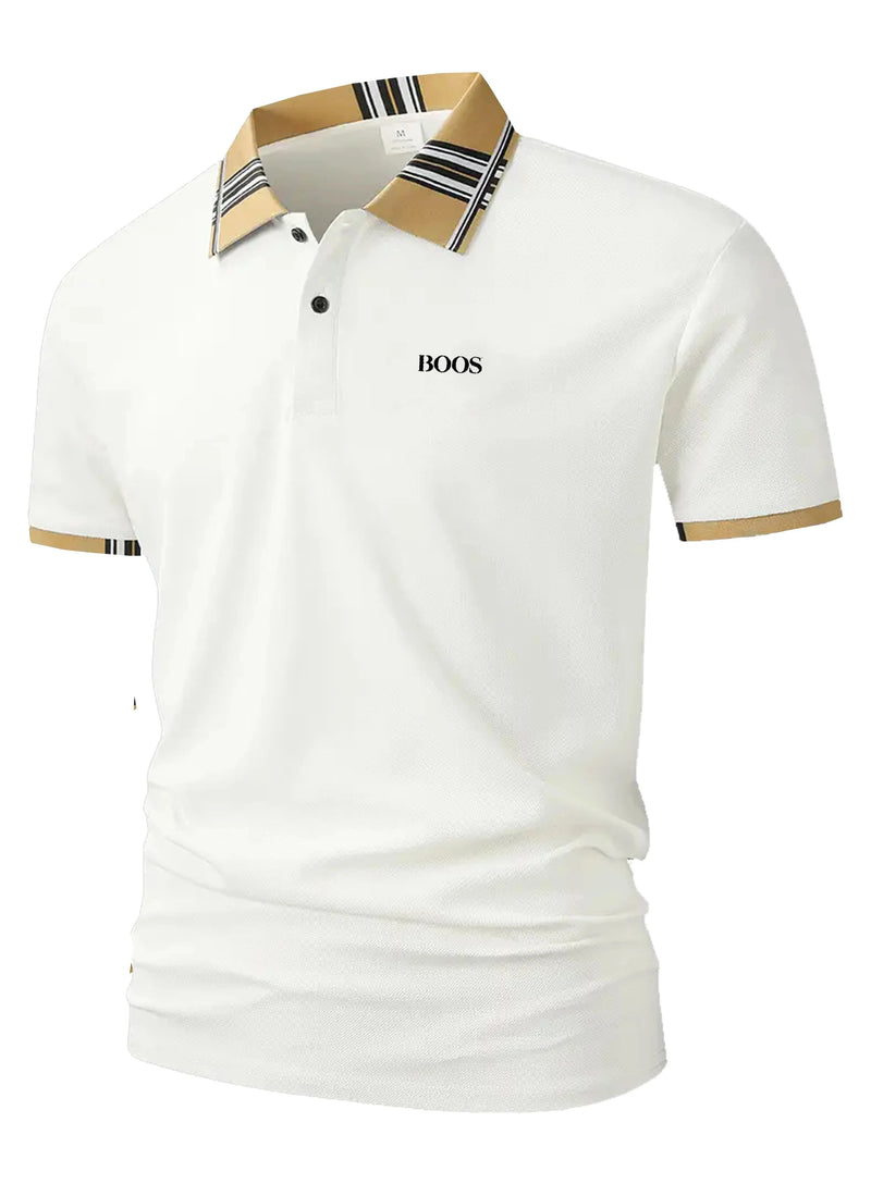 European men's summer polo, men's embroidered lapel button short sleeved T-shirt, street casual T-shirt