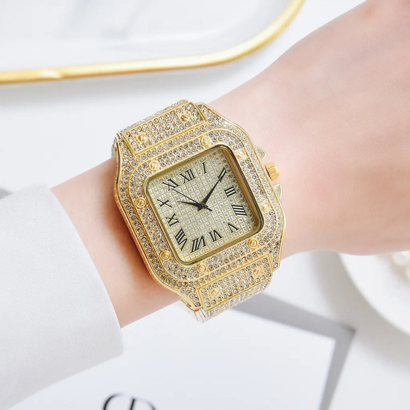 Luxury Casual Women Quartz Diamond Setting Wristwatch Waterproof Women Watch for Female Watches Alloy Wrist Bracelet Classic