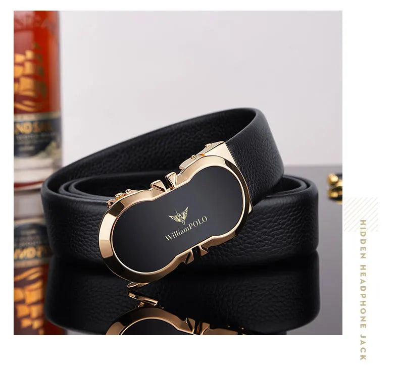 Genuine leather automatic buckle belt, personalized men's fashion belt, high-end pants belt for formal wear