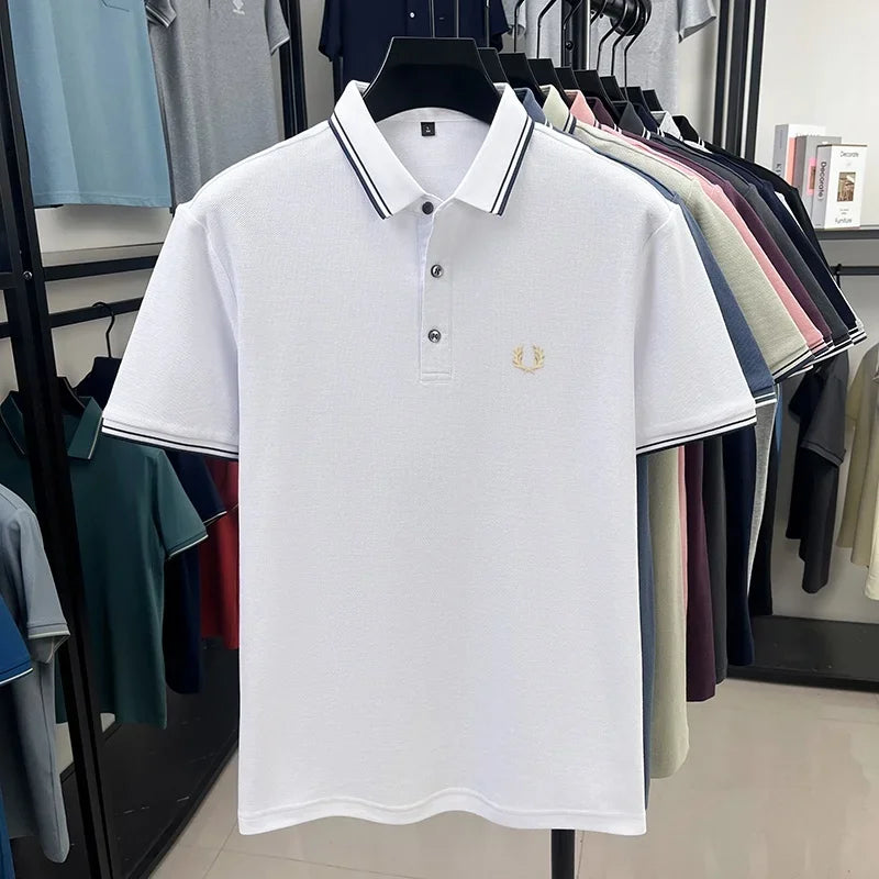 Luxury brand polo shirt short sleeved men's fashionable embroidered top summer 100% cotton comfortable breathable casual T-shirt