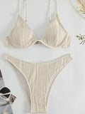 Fashion Sexy Solid Beach Bikini 2 Piece Set Women Split Swimsuit High Waist Backless Vacation Bikini 2024 New Summer Bikinis Set