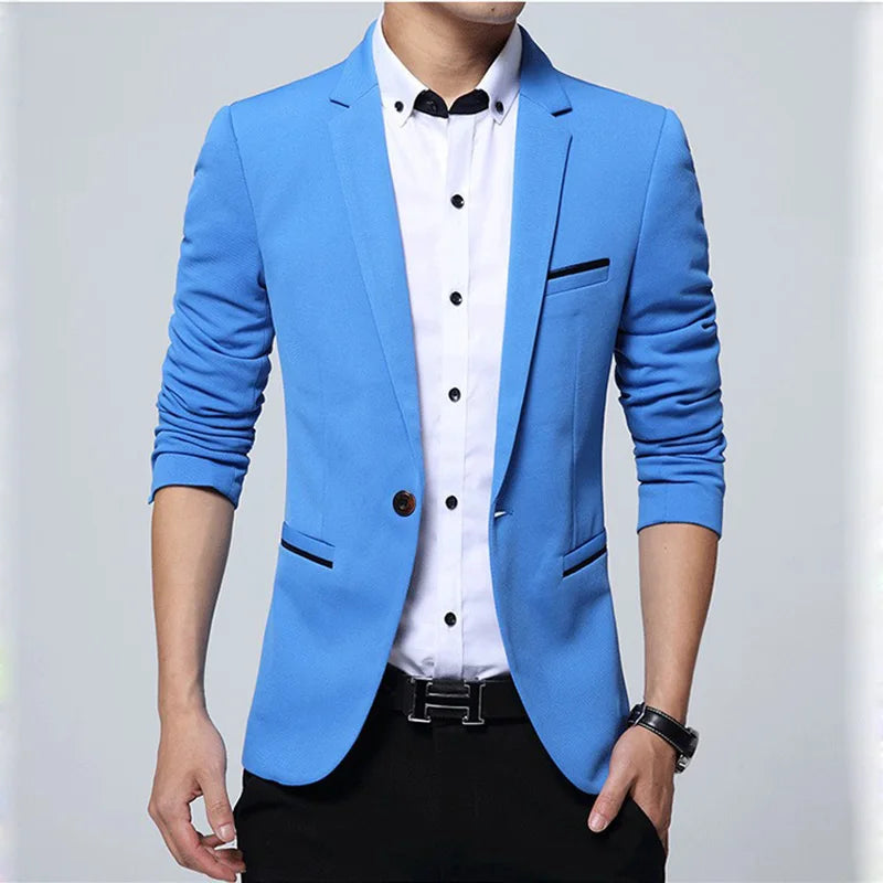 Classic Men Autumn Spring Korean Style Slim Suit Jacket