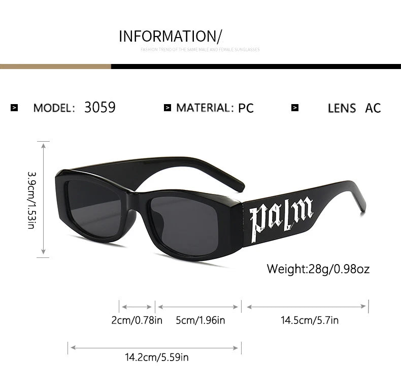 2PCS Small Frame Letter Sunglasses, New Instagram Influencer Sunglasses, Punk Trend Runway Sunglasses 3059(5326)