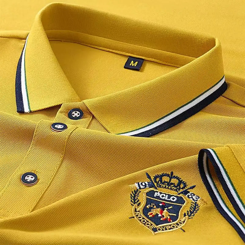 Men's Summer Embroidered Polo T-Shirt Short Sleeve Lapel Design Breathable Lightweight Streetwear Outdoor Oversized Fit